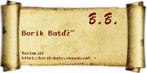 Borik Bató névjegykártya